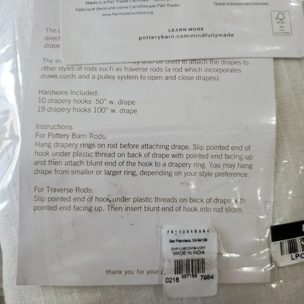 Pottery Barn Emery Drape Grommet Curtain Blackout Curtain 50